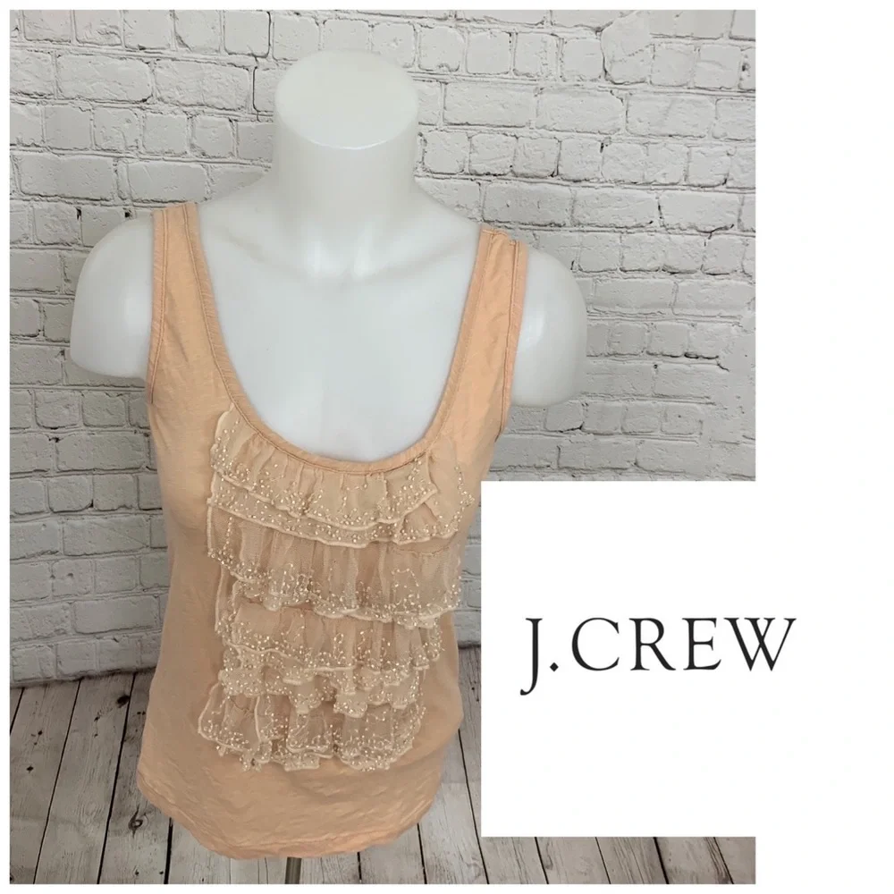 J. Crew Silk Ruffle Tank Top Size Medium